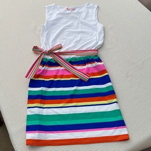 Jude Connally dress, size small, white top and multicolored striped bottom